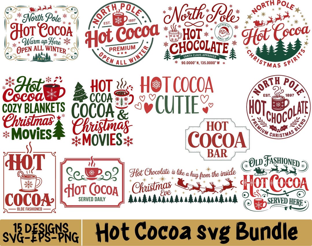 Hot Cocoa Svg Bundle, Christmas Hot Coco Svg, Hot Cocoa Svg, Vintage ...