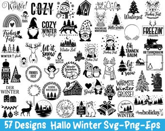 Paquete svg de archivos de trazador de Navidad, svg de Navidad, casas de Navidad, Weihnachten svg, Plotterdatei weihnachten svg, svg alemán, archivos cricut