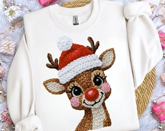 Red Nose Reindeer Yarn PNG, Joy Faux Yarn PNG, Xmas Faux Yarn PNG