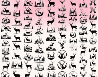 160 Deer SVG Bundle, Deer Hunting SVG, Deer png, Deer vector, Deer cut files, Deer head svg, Deer antlers svg, Laser Cut files, Deer Bundle