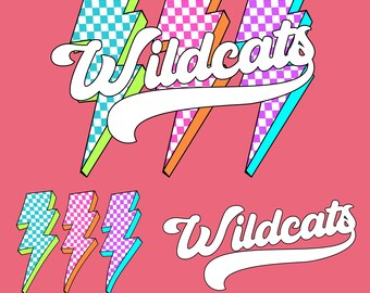 PNG de Wildcats a cuadros retro: Diseño de sublimación de rayo (descarga digital)