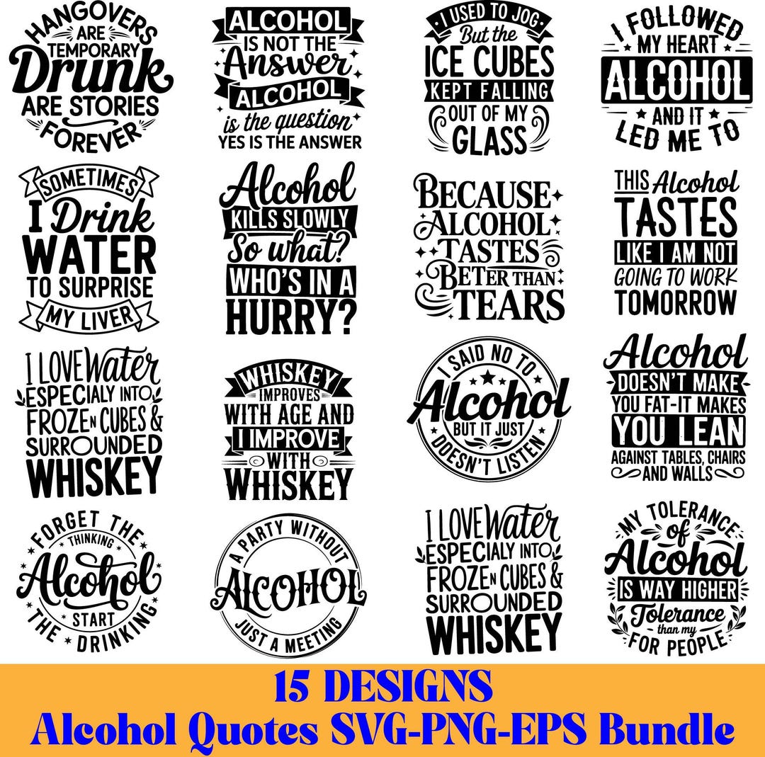 Alcohol Quotes SVG Bundle, Funny Drinking Coaster Designs, Bundle Svg ...