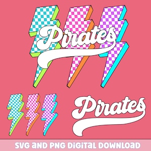 Pirates Png, Checkered Png, Retro Pirates Sublimation, Game Day Png, Pirates Shirt, Pirates Mascot Png, Neon Pirates Png, dtf Design