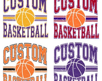 Custom Basketball SVG PNG, Basketball Svg, Basketball Mascot Svg, Distressed Basketball, Editable Basketball Word Art , Team Spirit Design
