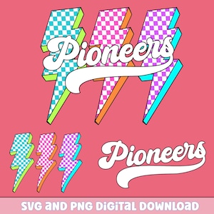 Pioneers Png, Checkered Png, Retro Pioneers Sublimation, Game Day Png, Pioneers Shirt, Pioneers Mascot Png, Neon Pioneers Png, dtf Design