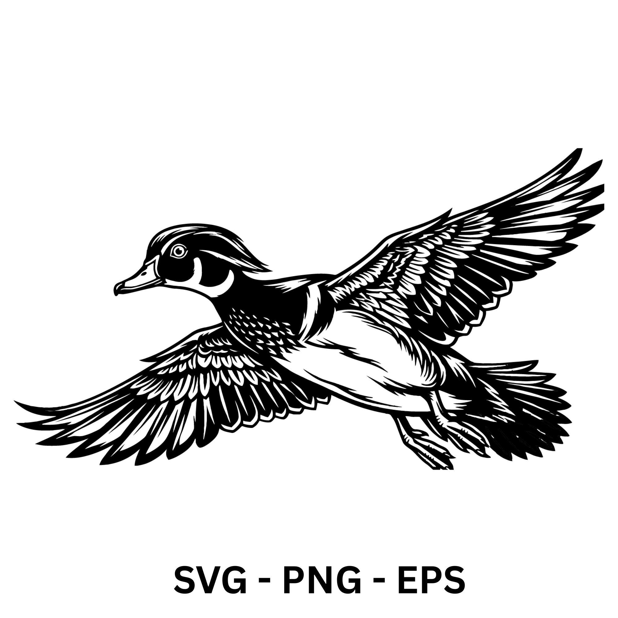Flying Wood Duck Svg Png Eps, Wood Duck Floating on Water Svg Png Eps ...