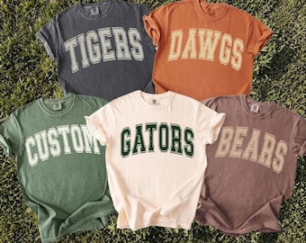 Comfort Colors® Custom Mascot Shirt, Team Name School Spirit Gift, Back to School T-Shirt, Game Day Tee, Team Mascot Name Tee, Custom Sports