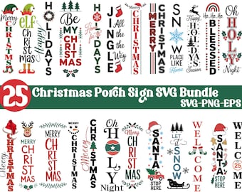 Christmas Porch Sign Svg Bundle, Christmas Svg, Winter Porch Sign SVG, Holiday Porch Decor PNG, Vertical Christmas SVG, Instant Download