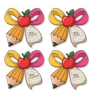 Personalisieren Sie, indem Sie den Namen des Lehrers hinzufügen, Kokette Lehrer PNG, Lehrer Bleistift Kokette Bogen Png, Schulanfang, Lehrer Wertschätzung Geschenk