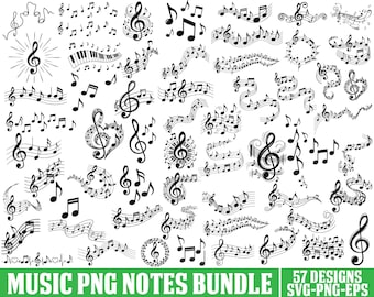 Music PNG Notes Bundle, Music Symbols Svg, Music Notes Png, Treble Clef svg, Musical Notes Svg, Music Teacher svg, Eighth svg, Silhouette