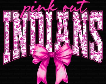 Indians Pink Out PNG: Breast Cancer Awareness Game Day Design (Digital Download)