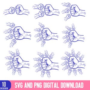 Customized name SVG, Father&#39;s Day Fist Bump Set Png, Dad Fist Bump Svg, Father&#39;s Day Design, Baby Toddler Kid Dad Fist Bump, Font included