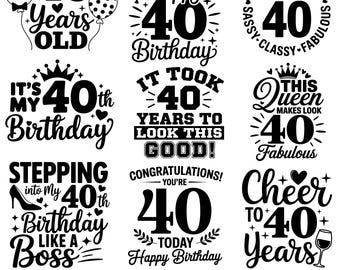 40e verjaardag SVG-bundel, 40 Svg, It's My Birthday Svg, 40e verjaardag Png, 40e verjaardag, 40e verjaardag koningin Svg, Happy Birthday Svg PNG