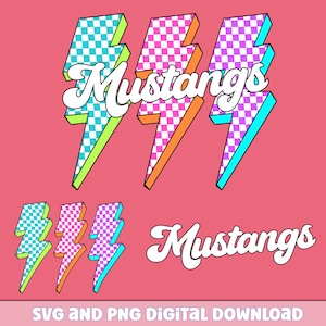 Mustangs Png, Checkered Png, Retro Mustangs Sublimation, Game Day Png, Mustangs Shirt, Mustangs Mascot Png, Neon Mustangs Png, dtf Design