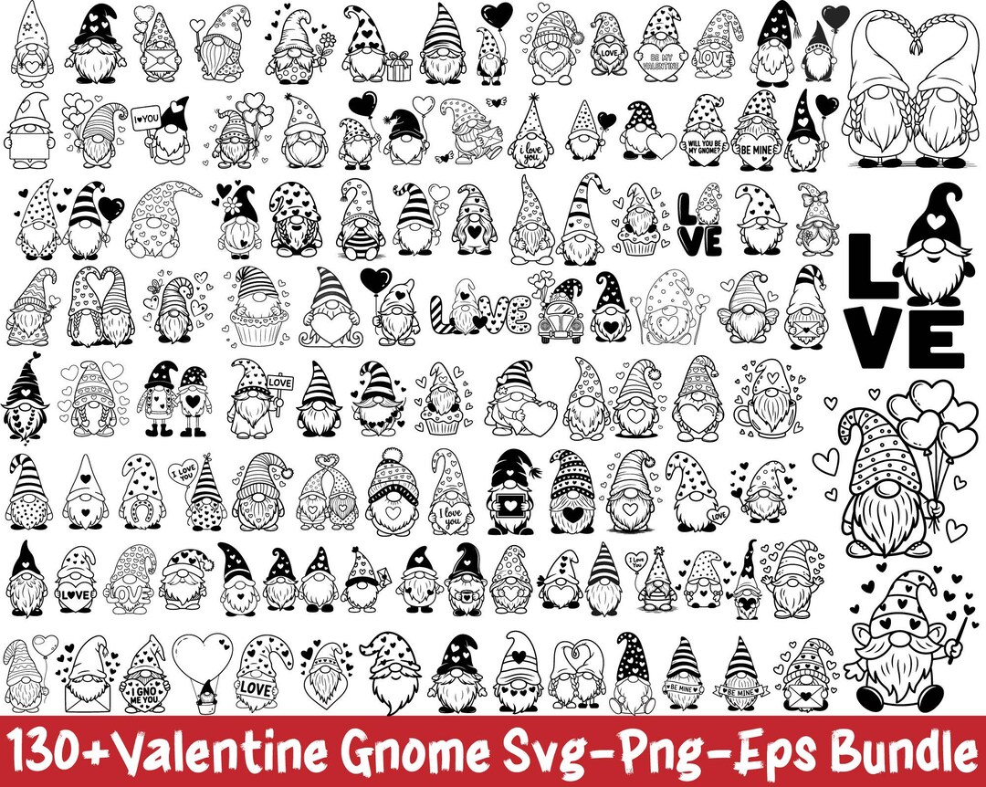 Valentine Gnome Svg Bundle, Gnomes Valentines Day Svg, Gnomies Svg ...