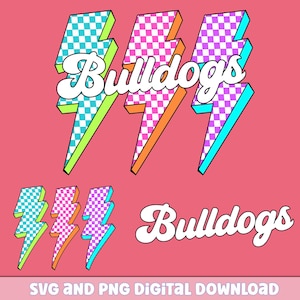 Bulldogs Png, Checkered Png, Retro Bulldogs Sublimation, Game Day Png, Bulldogs Shirt, Bulldogs Mascot Png, Neon Bulldogs Png, dtf Design