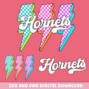 Hornets Png, Checkered Png, Retro Hornets Sublimation, Game Day Png, Hornets Shirt, Hornets Mascot Png, Neon Hornets Png, dtf Design