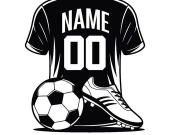 Anpassad fotbollströja svg, boll svg, fotbollströjesilhuett, fotbollsvektor, fotbollströja Cricut-vektorfil för att klippa Png 300dpi design