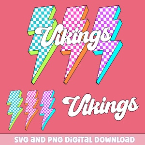 Vikings Png, Checkered Png, Retro Vikings Sublimation, Game Day Png, Vikings Shirt, Vikings Mascot Png, Neon Vikings Png, dtf Design