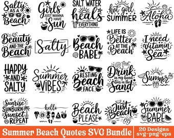 Sommer Strand Zitate SVG Bundle, Salzwasser Muscheln Sonnenschein Png, Retro Sommer svg, Sommerzeit svg, Sommersvg, Strand svg, Urlaub svg
