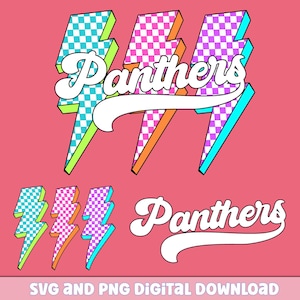 Panthers Png, Checkered Png, Retro Panthers Sublimation, Game Day Png, Panthers Shirt, Panthers Mascot Png, Neon Panthers Png, dtf Design