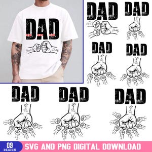 Custom Father&#39;s Day Fist Bump Set Png, Dad Fist Bump Svg, Father&#39;s Day Design, Baby Toddler Kid Dad Fist Bump, Family SVG, Digital Download
