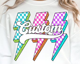 Rayo a cuadros retro personalizado: archivos SVG y PNG (descarga digital)