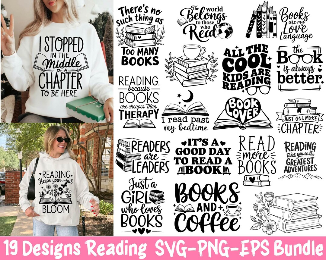 Reading Svg Bundle, Reading Books Svg, Book Lover Svg, Floral Book SVG ...