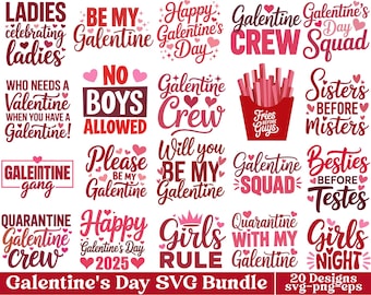 Pakiet Galentines SVG, Galentines SVG, Szczęśliwego Dnia Galentines, Galentine Crew SVG, Galentine Squad SVG, Submilation, Cricut, Pliki cyfrowe