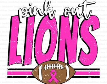 Lions Png, Breast Cancer Football Pink Out Png, Sport Breast Cancer Png, Pink Ribbon Png, Sport Pink Out Shirt Png, American Football Png