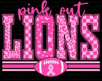 Pink Out Lions Png, Football Pink Out Png, Breast Cancer Awareness Png, Lions Pink Out Shirt Png, Lions American Football Png file