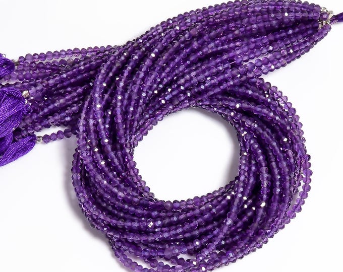 Amethyst Micro Faceted Center Drilled Rondelle Shape 3.40mm, Semi-Precious Gemstones For Jewelry Making
