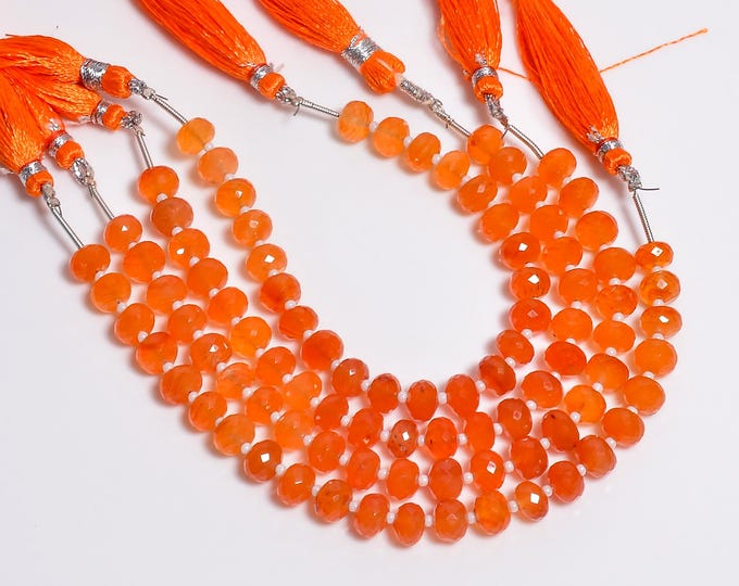Carnelian Faceted Center Drilled Rondelle Shape 7.25mm, Semi-Precious Gemstones For Jewelry Making