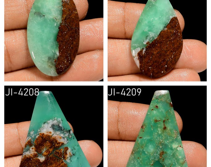 Natural Chrysoprase Fancy Shape Un-Drilled Smooth Cabochon Single Pieces, Semi-Precious Gemstones For Jewelry Making