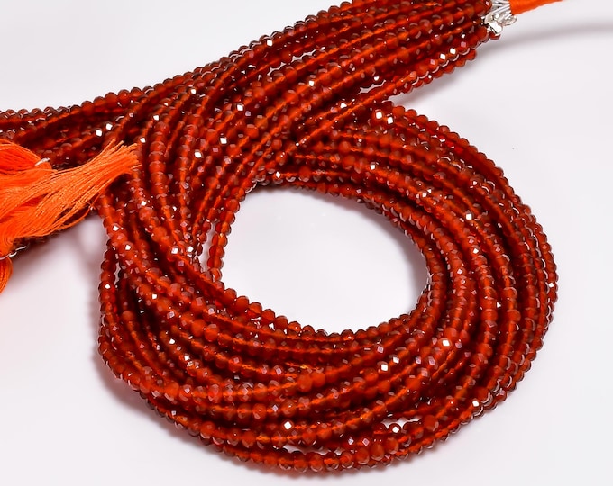Carnelian Micro Faceted Center Drilled Rondelle Shape 3.25mm, Semi-Precious Gemstones For Jewelry Making