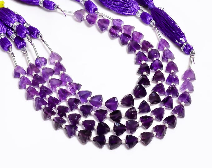 Amethyst Faceted Center Drilled Pyramid Shape 7.50mm, Semi-Precious Gemstones For Jewelry Making