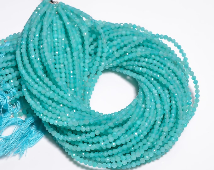 Natural Amazonite Faceted Center Drilled Round Shape 3.30mm, Semi-Precious Gemstones For Jewelry Making