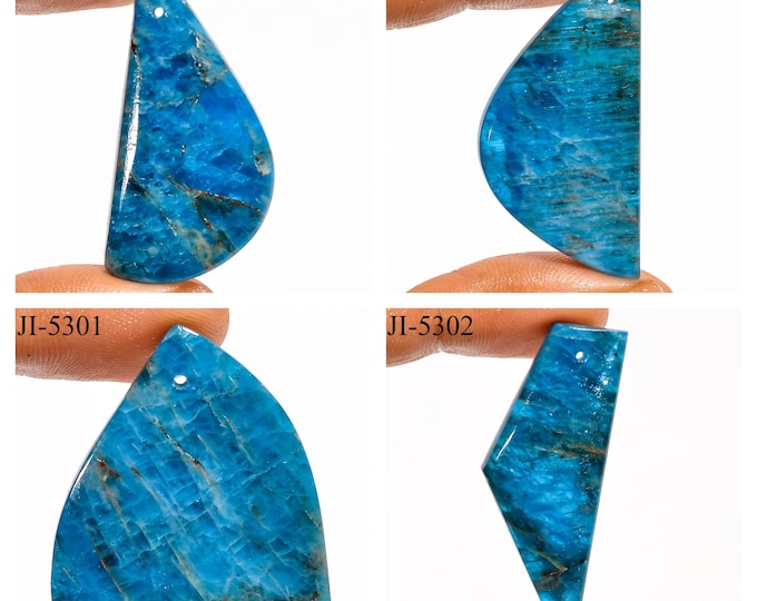 Natural Neon Apatite Fancy Shape Front Drilled Smooth Cabochon Single Pieces, Semi-Precious Gemstones For Jewelry Making
