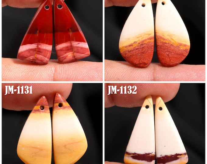Natural Mookaite Jasper Fancy Shape Front Drilled Smooth Cabochon Matching Pairs, Semi-Precious Gemstones For Jewelry Making