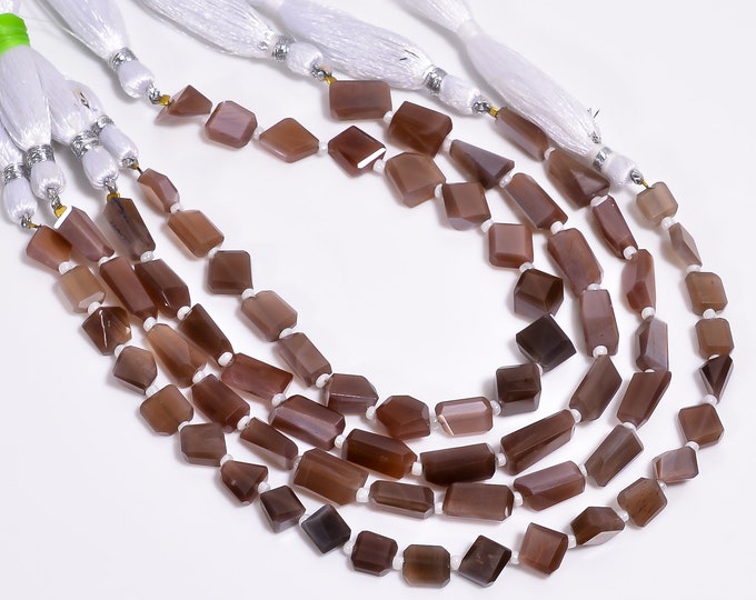 Chocolate Moonstone Faceted Center Drilled Nugget Free Form Shape 6mmx 8mm, Semi-Precious Gemstones For Jewelry Making