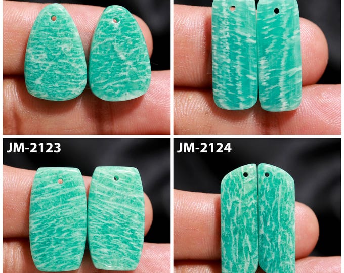 Natural Amazonite Fancy Shape Front Drilled Smooth Cabochon Matching Pairs, Semi-Precious Gemstones For Jewelry Making