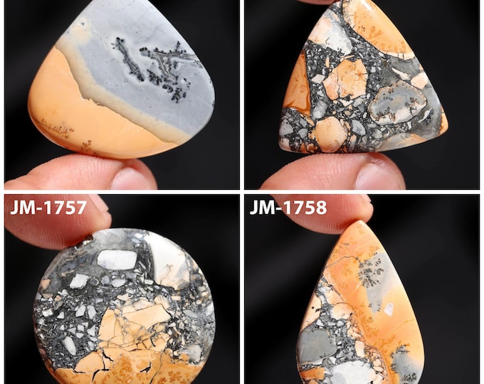Natural Maligano Jasper Fancy Shape Un-Drilled Smooth Cabochon Single Pieces, Semi-Precious Gemstones For Jewelry Making
