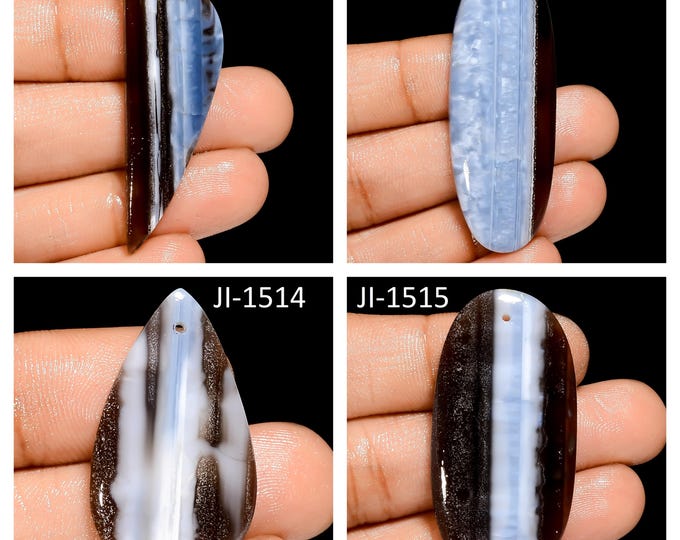 Natural Owyhee Blue Opal Fancy Shape Front Drilled Smooth Cabochon Single Pieces, Semi-Precious Gemstones For Jewelry Making