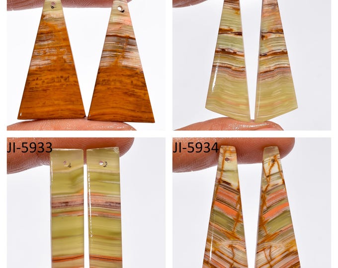 Natural Banded Calcite Fancy Shape Front Drilled Smooth Cabochon Matching Pairs, Semi-Precious Gemstones For Jewelry Making