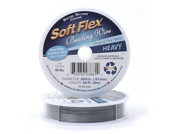 Soft Flex Satin Silver Heavy Size Beading Wire, 30 Foot Spool For Jewelry Making