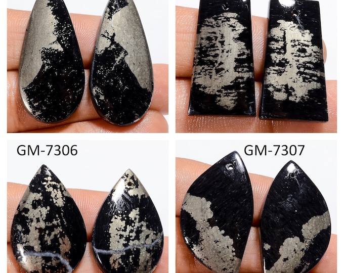 Natural Apache Gold Fancy Shape Front Drilled Smooth Cabochon Matching Pairs, Semi-Precious Gemstones For Jewelry Making