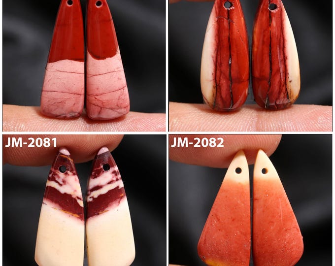 Natural Mookaite Jasper Fancy Shape Front Drilled Smooth Cabochon Matching Pairs, Semi-Precious Gemstones For Jewelry Making