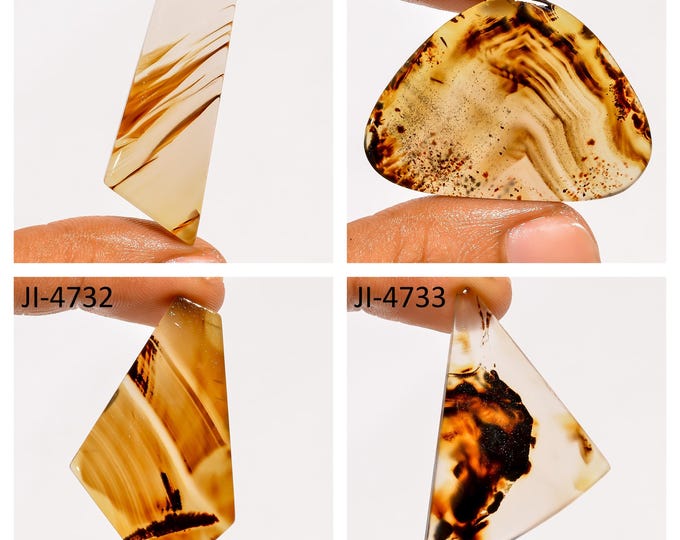 Natural Montana Agate Fancy Shape Un-Drilled Smooth Cabochon Single Pieces, Semi-Precious Gemstones For Jewelry Making