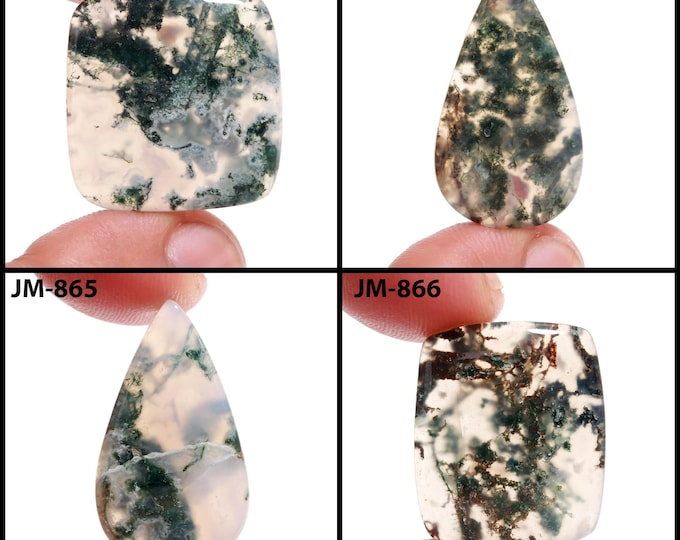 Natural Moss Agate Fancy Shape Un-Drilled Smooth Cabochon Single Pieces, Semi-Precious Gemstones For Jewelry Making