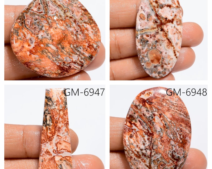 Natural Leopard Skin Jasper Fancy Shape Un-Drilled Cabochon Single Pieces, Semi-Precious Gemstones For Jewelry Making